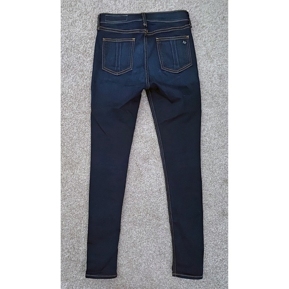RAG & BONE High Rise Ankle Skinny Jeans Stretch Denim, Bedford Dark Blue - Picture 2 of 3